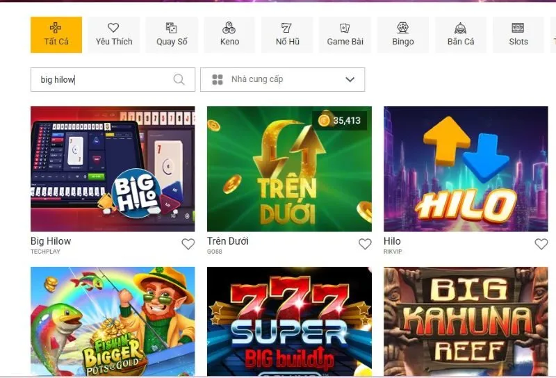 Giới thiệu về game Big HiLow Go88